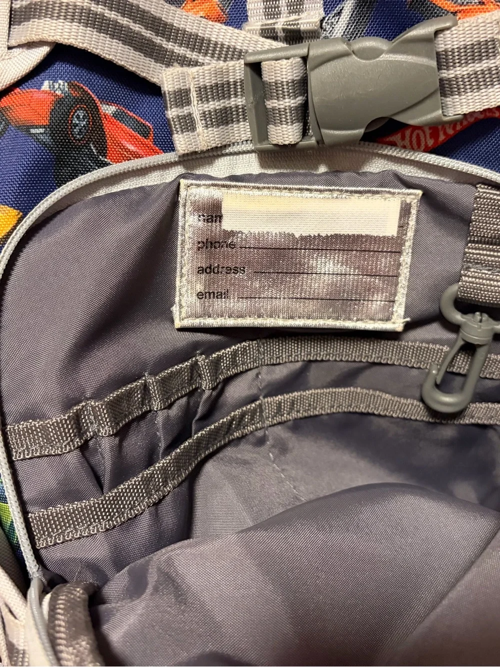 Pottery Barn Kids Hot Wheels Navy and Grey Race Car Backpack - Size Large PBK